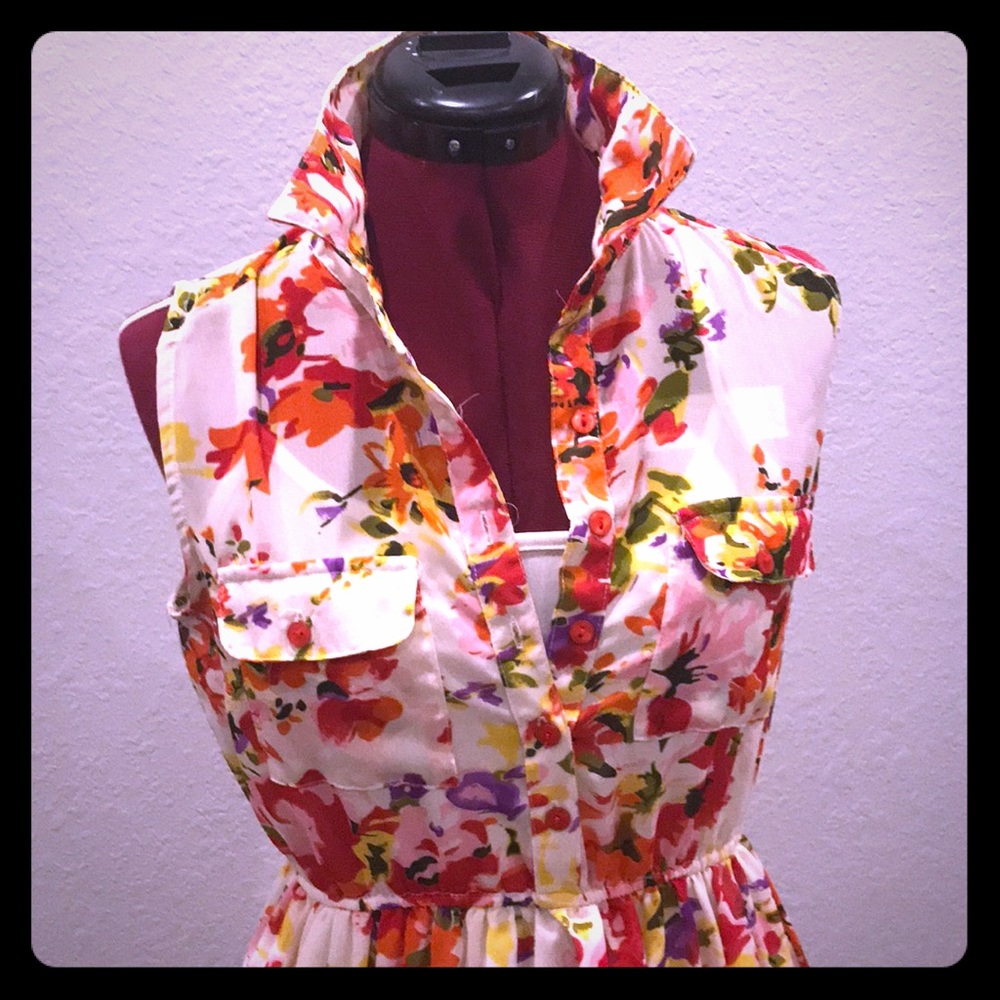 Sleeveless floral dress (cute with cowboy boots)